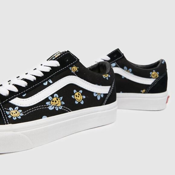 Vans Old Skool Trippy Grin Floral Black Men\'s Classic Skate Shoes Size 10